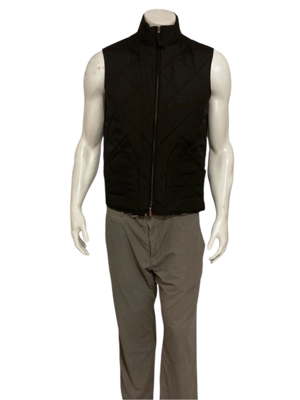 J Crew Men's Black Quilted Zip-Front Jacket Vest